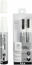 Krijtstiften Set - Chalk markers - Wit - Lijndikte: 3+6+15 mm - Creotime - 2 x 3 stuks