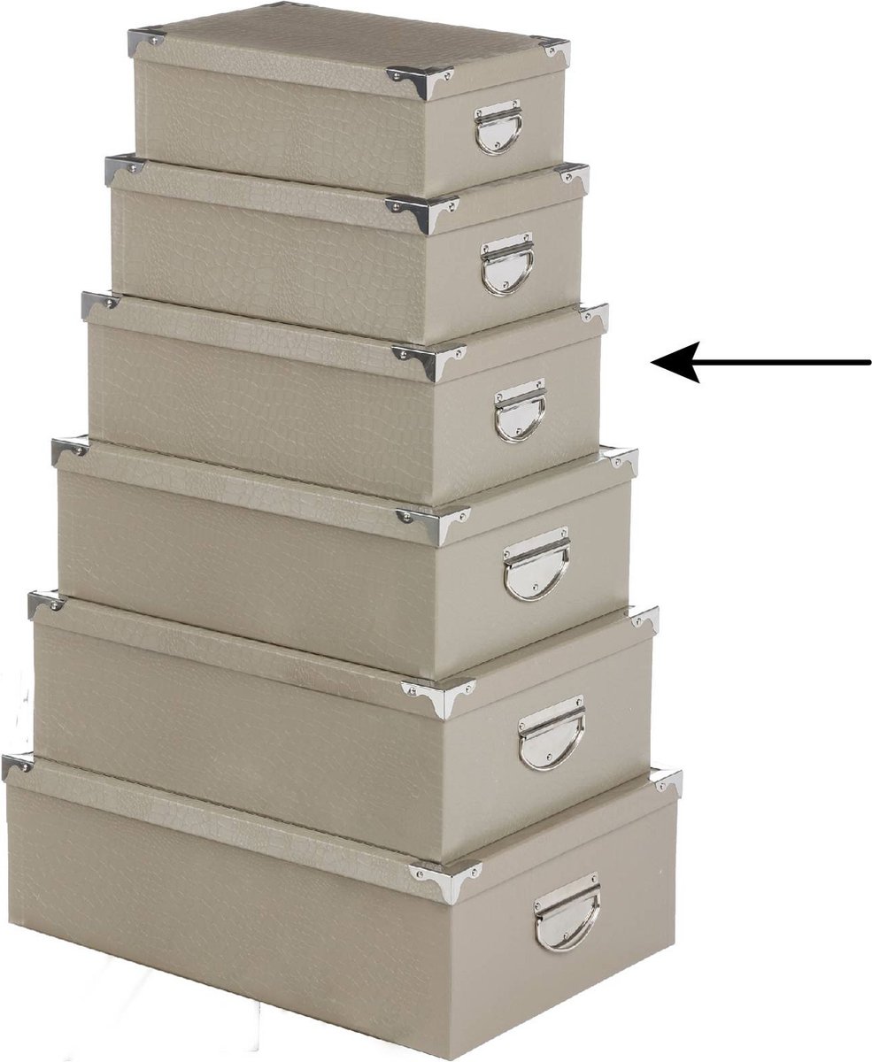 5Five Opbergdoos/box - beige - L36 x B24.5 x H12.5 cm - Stevig karton - Crocobox