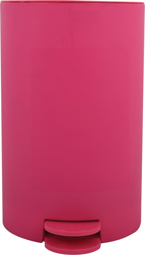 MSV Pedaalemmer - kunststof - fuchsia roze - 3L - klein model - 15 x 27 cm - Badkamer/toilet