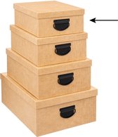 5Five Opbergdoos/box - goudgeel - L28 x B22 x H11 cm - Stevig karton - Industrialbox