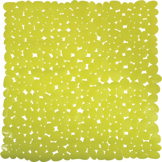 MSV Douche/bad anti-slip mat - badkamer - pvc - limegroen - 54 x 54 cm - zuignappen - steentjes motief