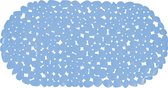 MSV Douche/bad anti-slip mat - badkamer - pvc - lichtblauw - 35 x 68 cm - zuignappen - steentjes motief