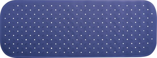 MSV Douche/bad anti-slip mat badkamer - rubber - blauw - 36 x 97 cm - met zuignappen - extra lang formaat