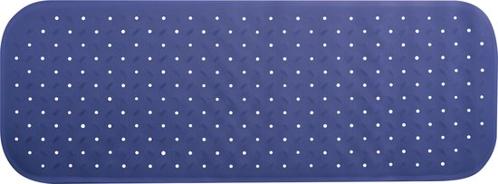 Foto: Msv douche bad anti slip mat badkamer rubber blauw 36 x 97 cm met zuignappen extra lang formaat