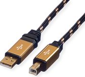 ROLINE 11.88.8802 câble USB 1,8 m USB 2.0 USB A USB B Noir, Or