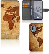 Telefoonhoesje Nokia X30 Wallet Bookcase Wereldkaart