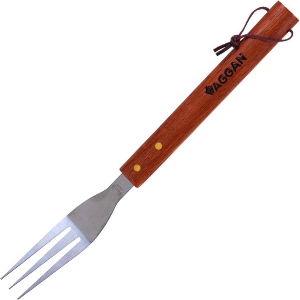 BBQ Collection BBQ Vork met Houten Handvat - Zilver - Bruin - 39 cm