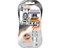 BIC Flex 5 Heren Scheermes voor Mannen Scheren - Wegwerp Scheermesjes - 5 Bewegende Scheerbladen - Draaibaar Hoofd - 3 stuks
