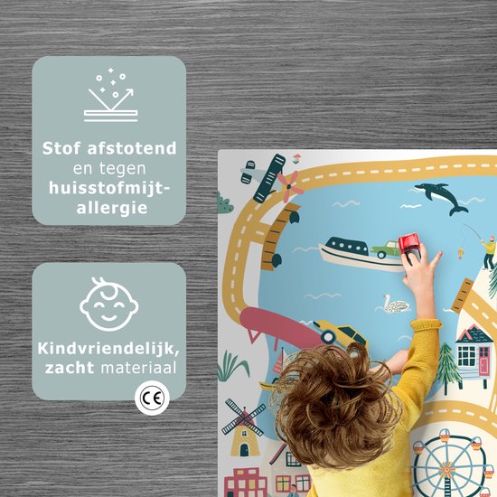 LetsPlaymats® Speelmat baby kinderen - Reuzenrad - Stad - Dieren - Auto - Kinderen - Speelkleed van vinyl - Speeltapijt - Antislip - 70x105 cm van LetsPlaymats® — afbeelding 3