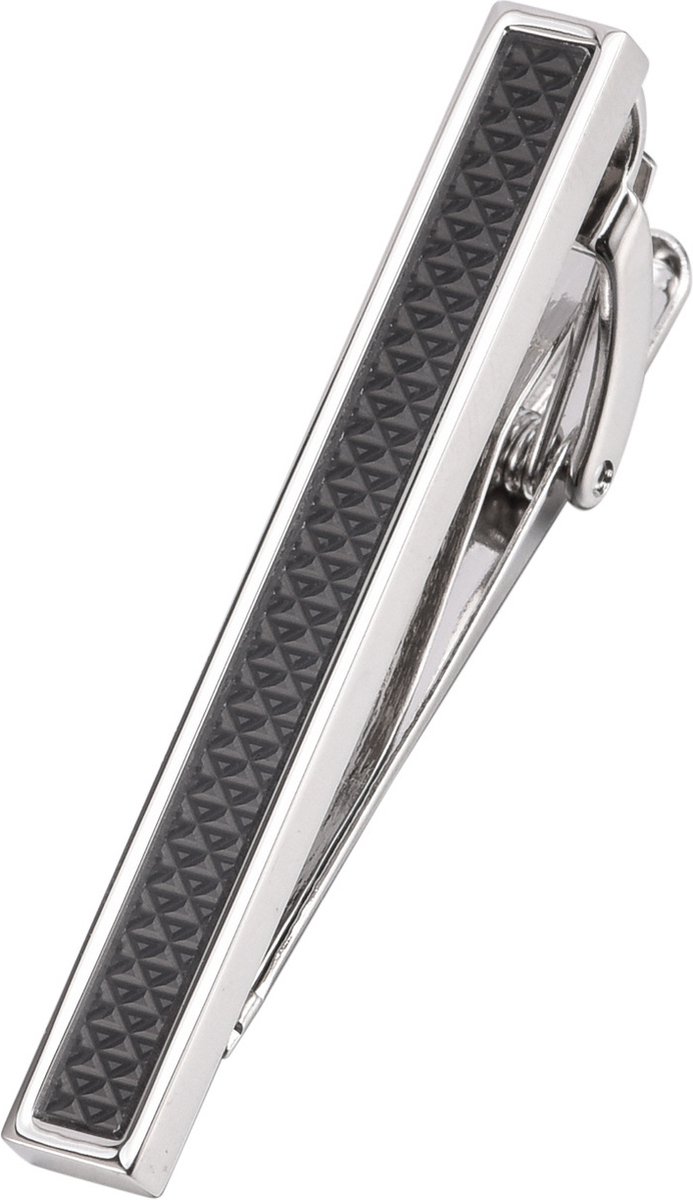 Dasspeld - Stropdas Clip - Modieuze Dasclip - Zilver - Zwart