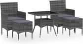 vidaXL - 5-delige - Tuinset - poly - rattan - en - gehard - glas - grijs