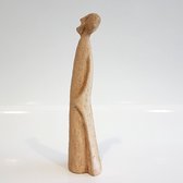 Geert Kunen / Skulptuur / Beeld / Vrouw met mantel - Bruin / beige - 8 x 8 x 33 cm hoog.