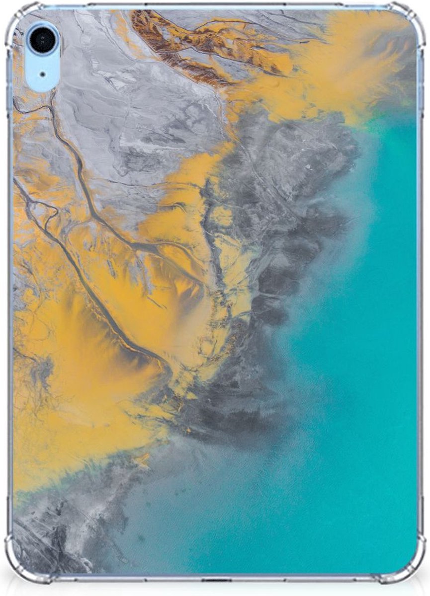 iPad (2022) 10.9 Tablet Back Cover Marble Blue Gold