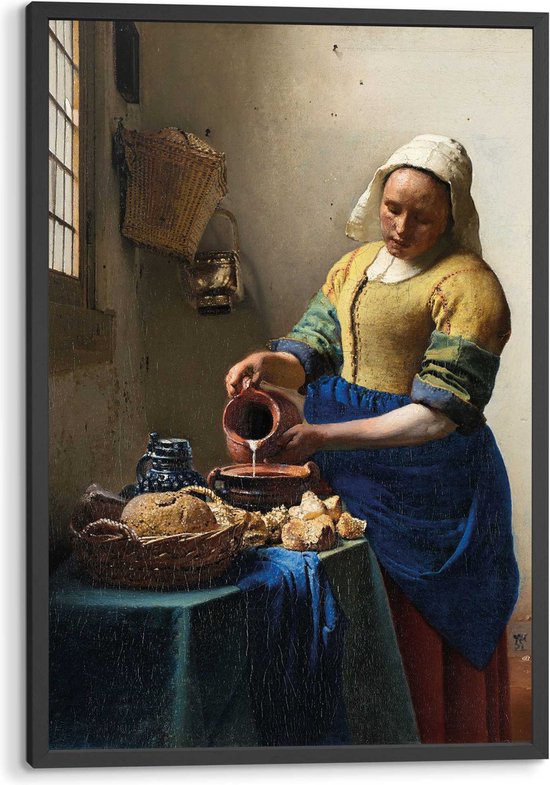 Ingelijste poster Vermeer Melkmeisje 93x63 cm