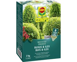 COMPO Meststof Buxus & Ilex - directe en lange werking 6 maanden - voor een stevige groei en diepgroene bladeren - doos 2 kg