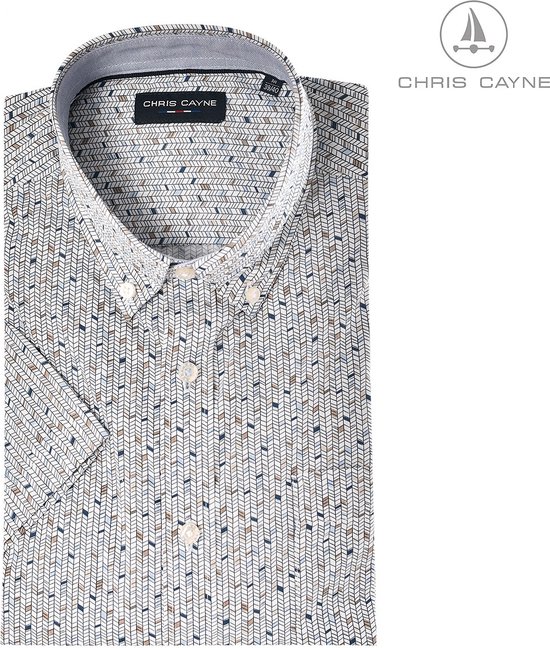 Chris Cayne Heren overhemd - blouse KM heren - wit print - 2027 - maat 3XL  | bol.com