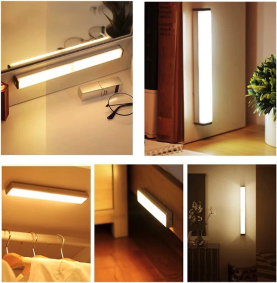 Nachtlampje - Nachtlampje met Bewegingssensor - Inclusief Oplaadkabel - Motion Lamp - LED Wandlamp Binnen - Warm Wit - Magnetische Montage - 30cm - Warm Wit Licht
