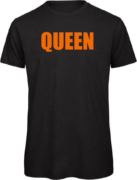 Koningsdag t-shirt zwart M - QUEEN - soBAD. | Oranje t-shirt dames | Oranje t-shirt heren | Koningsdag