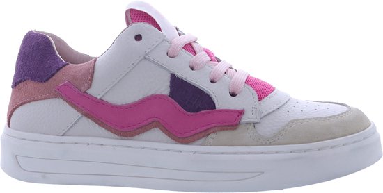 Lef - Rainbow - Lage sneakers - Off-White Pink Purple Fuchsia - Leer Suede - Wijdtemaat - Standaard - Schoenmaat - 34