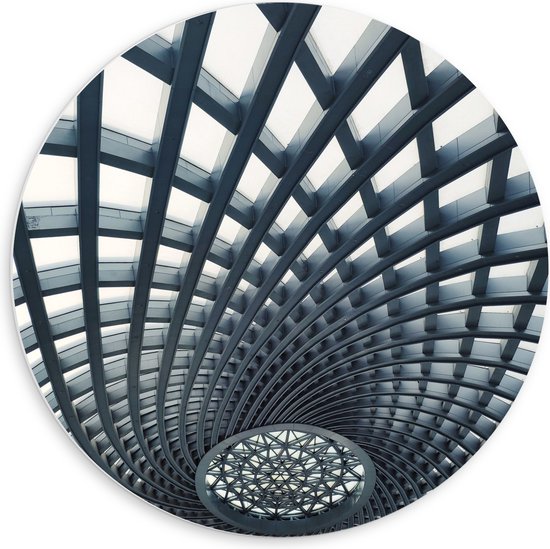 PVC Schuimplaat Muurcirkel - Abstract Kunstwerk met Vakken - 60x60 cm Foto op Muurcirkel (met ophangsysteem)