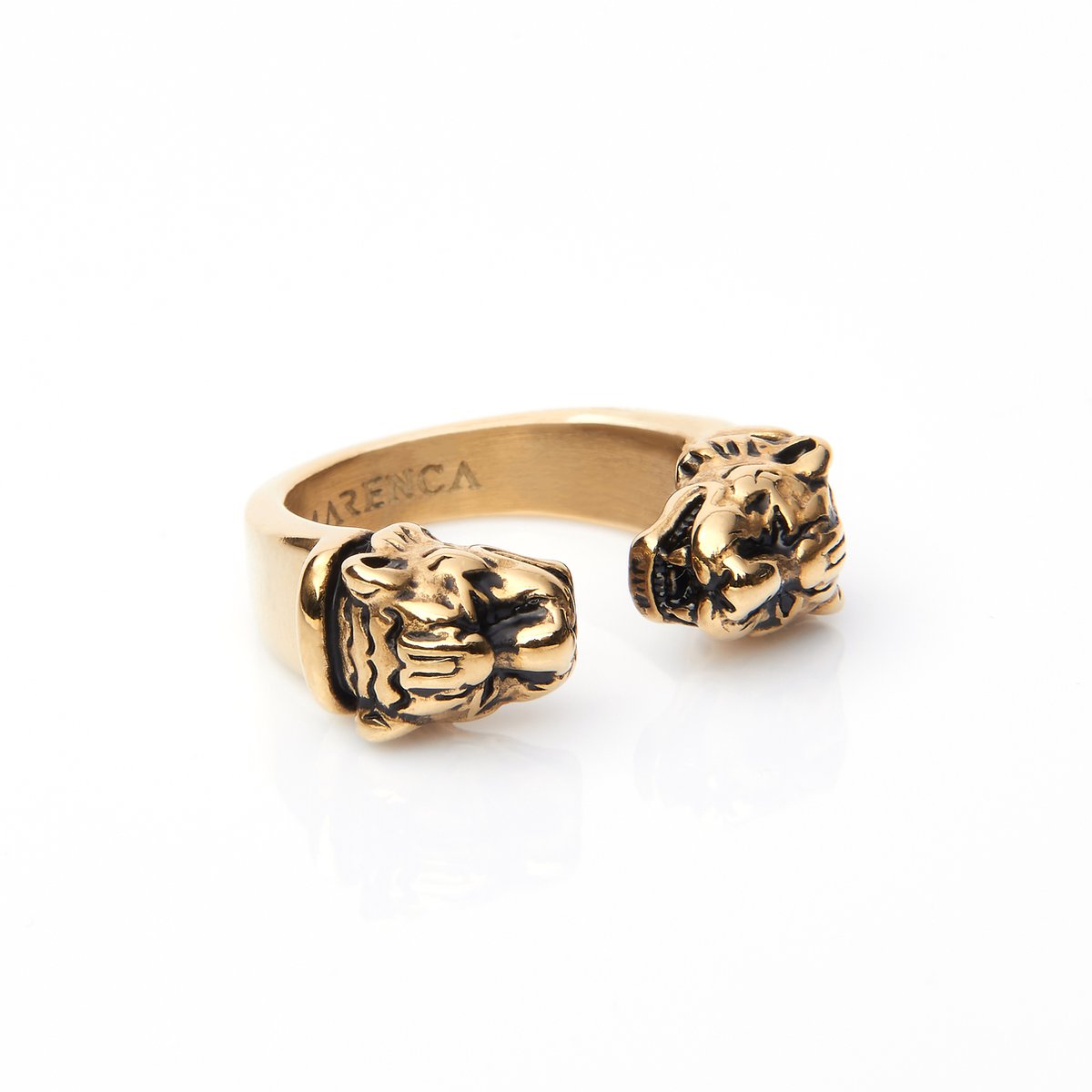 Marenca Gouden Heren Cuff Ring met Tijgerkoppen (S)