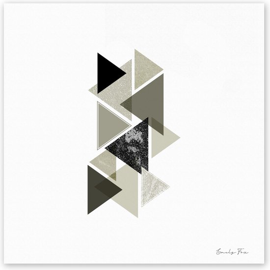Tuinposter - Reproduktie / Kunstwerk / Kunst / Abstract / - Wit / zwart / bruin / taupe - 160 x 160 cm.