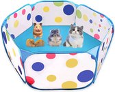 Box voor kleine dieren Opvouwbare box voor huisdieren Ademend Transparant Puppy Play Tent Indoor Outdoor Cavia Konijn Hamster Chinchilla's Hedgehog Kooi voor kleine dieren (Blauw)