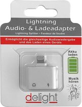 UP / Audio Splitter Adapter / Opladen + Audio Beluisteren / 2 in 1 Lightning splitter / Audio & Opladen / Voor iPhone 13 / 12 / 11 etc / iPad / Wit UP / Audio Splitter Adapter / Opladen + Audio Beluisteren / 2 in 1 Lightning splitter / Audio & Oplade