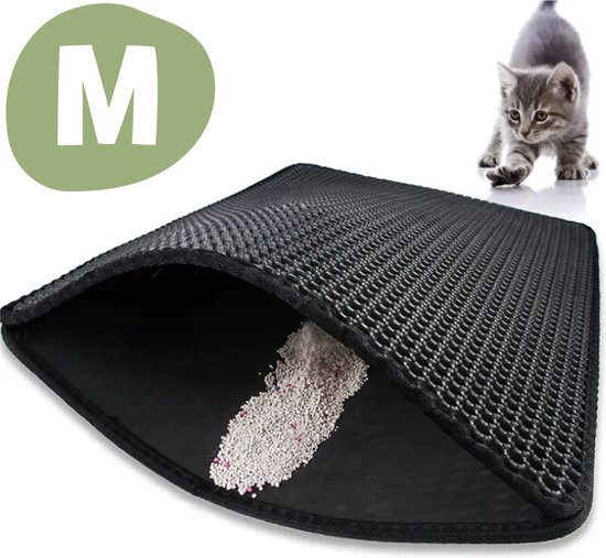 De Blaffende Kat Kattenbakmat - Maat M - Uitloopmat kattenbak - Kattenbak Mat Zwart