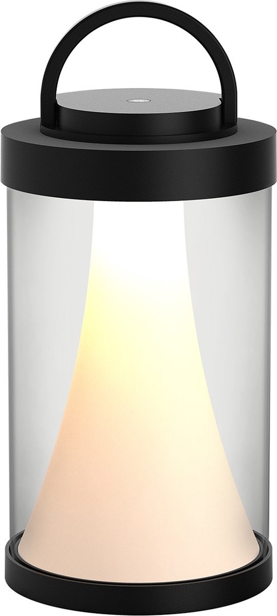 Tulga oplaadbare LED tafellamp, 2W, 240 lumen, 3000K warm wit, IP54, aluminium zwart, 140x250mm