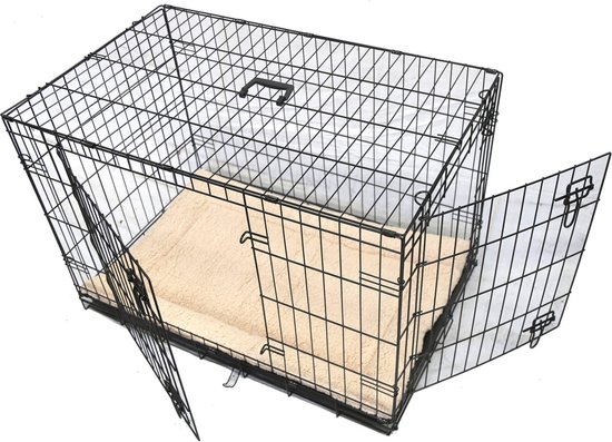 Arebos hondenbench 77,5 x 53 x 59 cm | Opvouwbare hondenbench voor in de auto | Opvouwbare