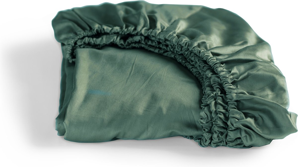 Cinderella Sundays - Hoeslaken - Tot 25 cm matrashoogte - Satijn - 100x200 cm - Groen