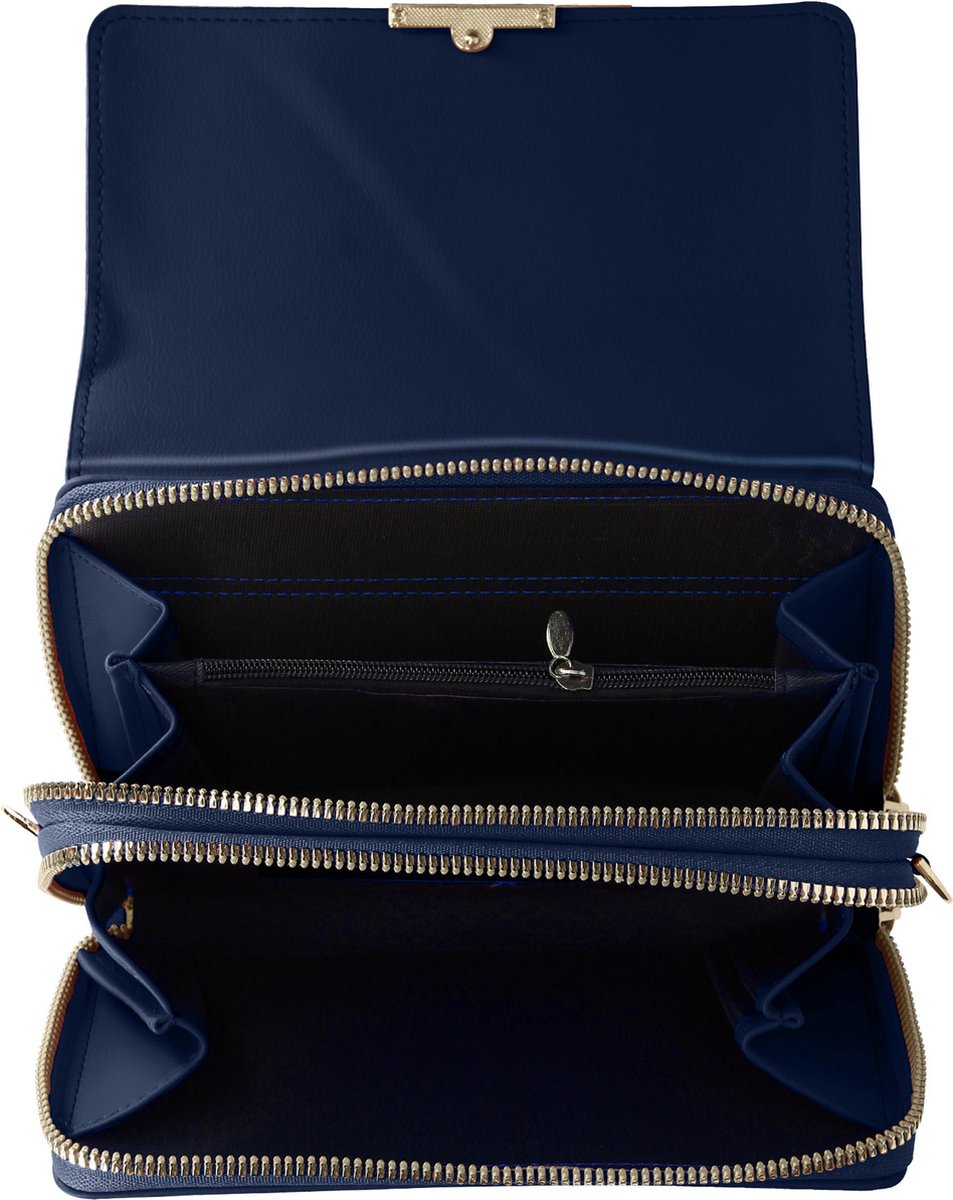 Schoudertas Smartphone Kunstleer Multi-vaks blauw