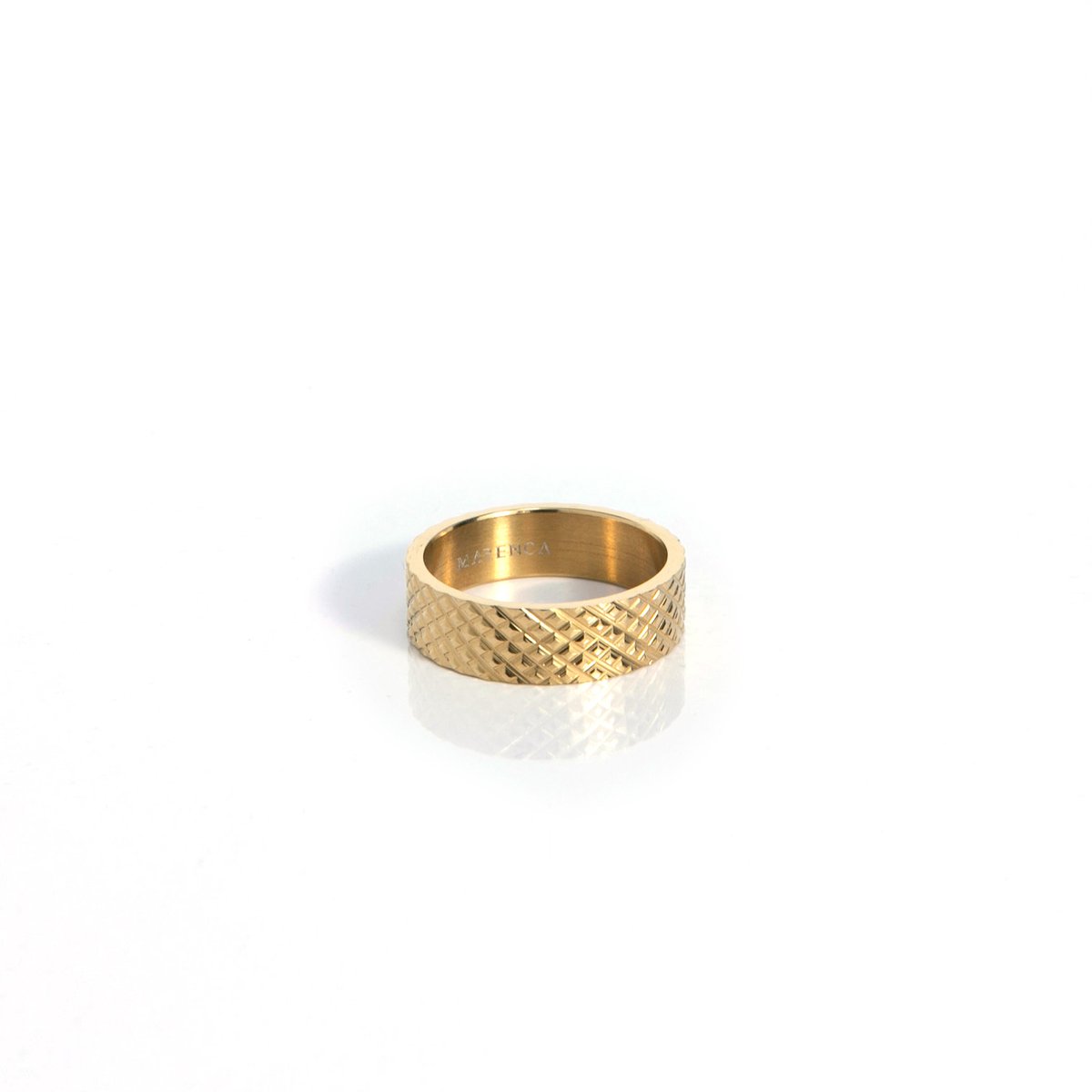 Marenca gouden heren ring met ruitdetails (M)