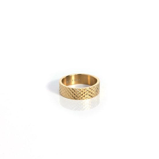 Marenca gouden heren ring met ruitdetails (M)
