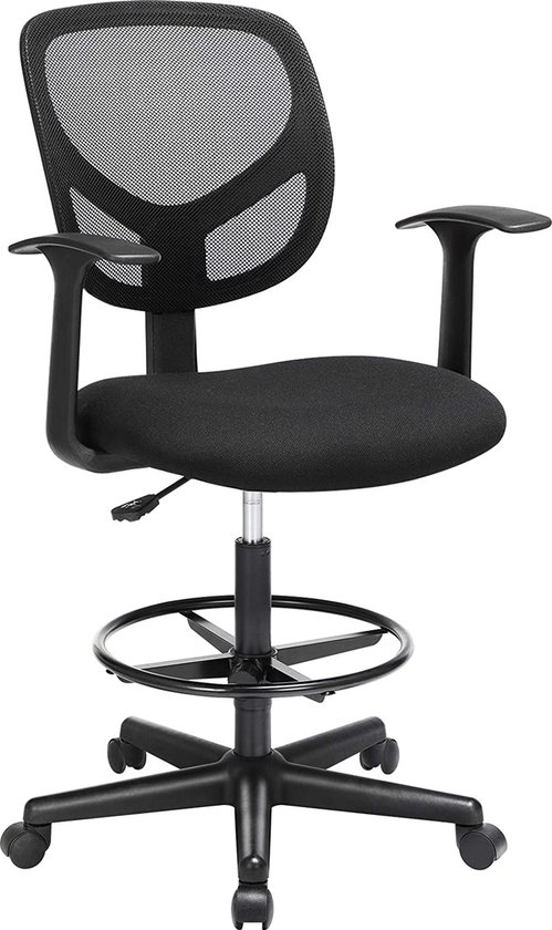 MIRA Home - Bureaustoel - Kantoorstoel - Zwart - Canvas - 64x64x98.5 cm