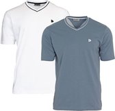 2-Pack Donnay T-shirt - sportshirt - V-Hals shirt - Heren - Wit/Blue grey - Maat XXL
