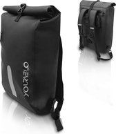 Sac de vélo pour porte-bagages, avec compartiment pour ordinateur portable, capacité de 25 litres, 100% étanche, Zwart, peut être utilisé comme sac de porte-bagages et sac à dos