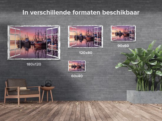Affiche de jardin Gards Navires transparents dans le port - Bateaux - 90x60 cm - Toile de jardin - Décoration de jardin - Décoration murale extérieure - Tableau de jardin