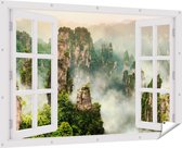 Gards Tuinposter Doorkijk Zhangjiajie Klif Bergen in China - 180x120 cm - Tuindoek - Tuindecoratie - Wanddecoratie buiten - Tuinschilderij