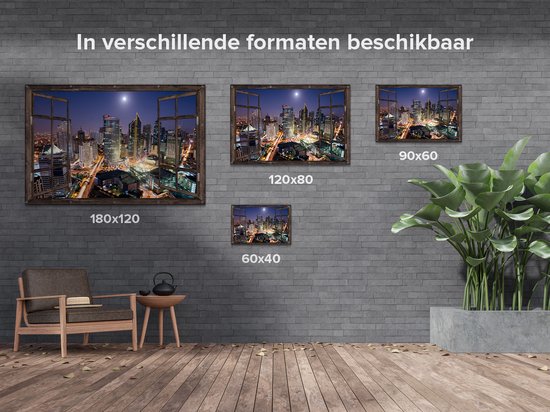 Gards Affiche de jardin See-through Makati City Skyline at night in Thailand - 120x80 cm - Toile de jardin - Décoration de jardin - Décoration murale extérieur - Peinture de jardin