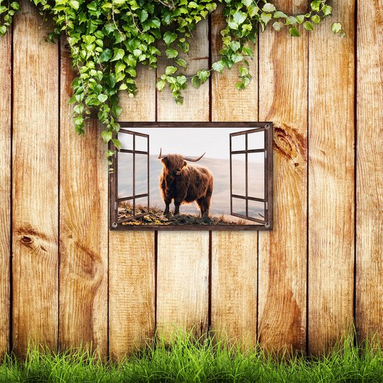 Gards Garden Poster Vue Scottish Highlander dans les collines d'Écosse - 60x40 cm - Toile de jardin - Décoration de jardin - Décoration murale extérieure - Peinture de jardin