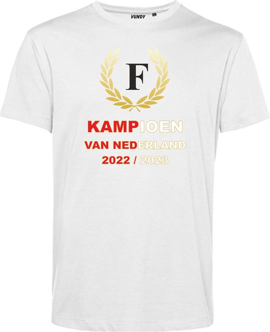 T-shirt kind Krans Kampioen 2022-2023 | Feyenoord Supporter | Shirt Kampioen | Kampioensshirt | Wit | maat 92