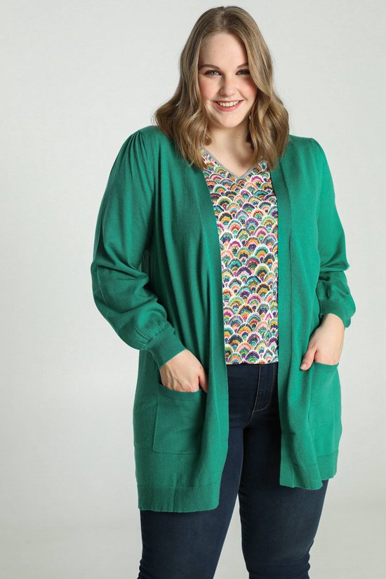 Fast Fashion Dames cardigan effen mouwloos vooraan open Flared Maxi