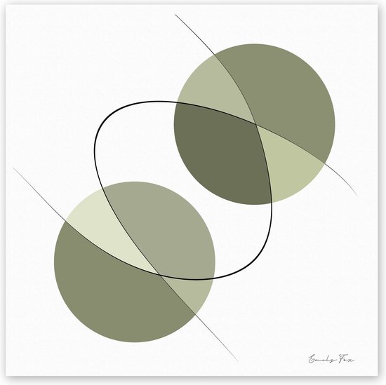 Dibond - Reproduktie / Kunstwerk / Kunst / Abstract / - Wit / zwart / bruin / taupe - 120 x 120 cm