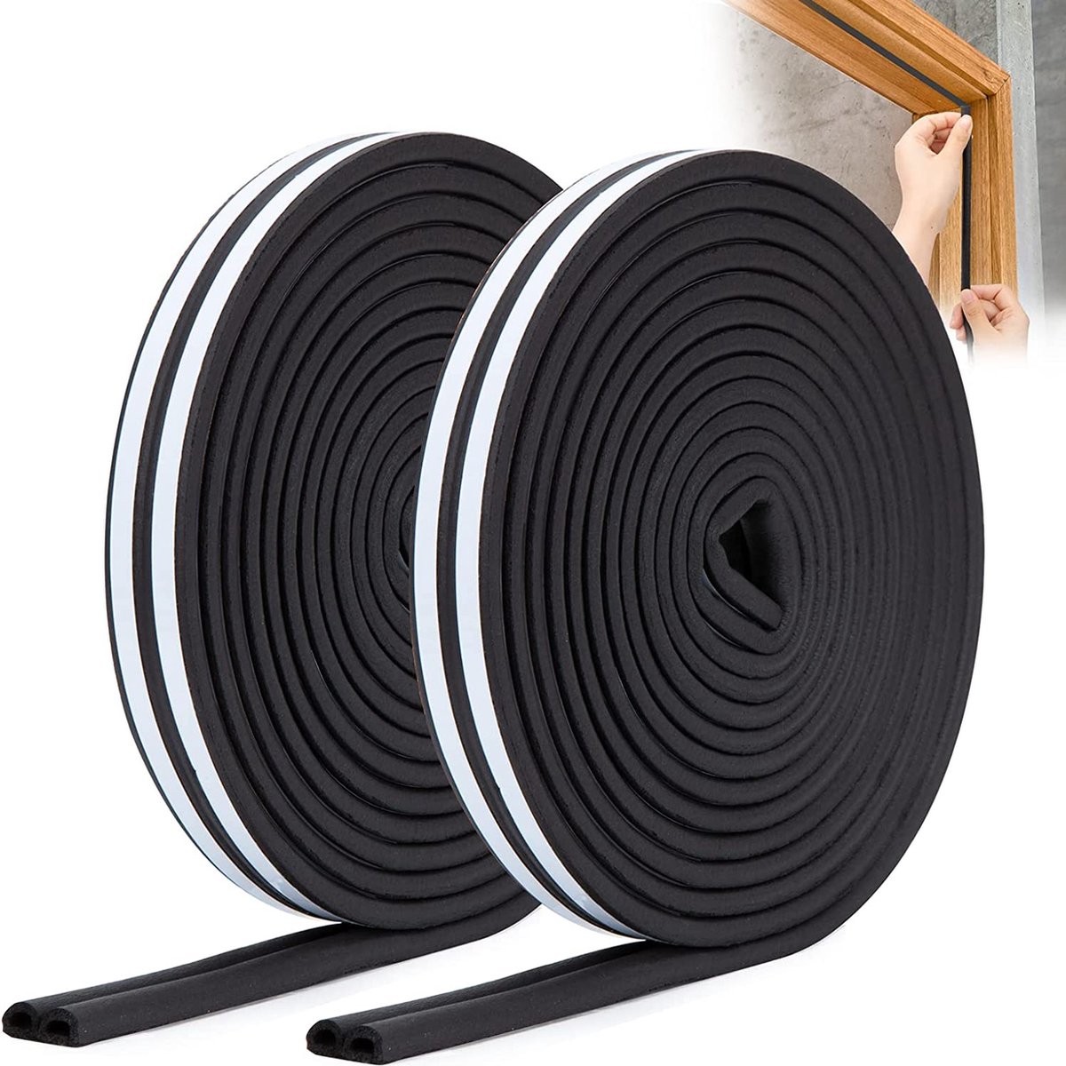 Zelfklevende tochtstrips-Tochtstrip - Zelfklevend - Energiebesparing-Waterdichte-Tochtwering-Voor deuren en ramen-Schokabsorberend En Geluiddempend-10M -Zwart