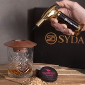 SyDa Cocktail/Whiskey Smoker Set - Set de cocktails de Luxe - 9 pièces - Y compris brûleur à gaz - 3 types de copeaux de bois - Cadeau pour homme - Emballage cadeau de Luxe