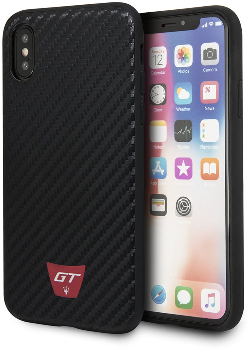 Zwart hoesje van Maserati - Backcover - Carbon - iPhone X-Xs - GranSport GT