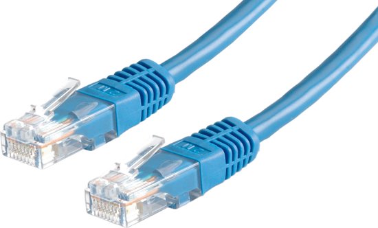 Cordon ROLINE Cat.5e UTP confectionné bleu 0,5m