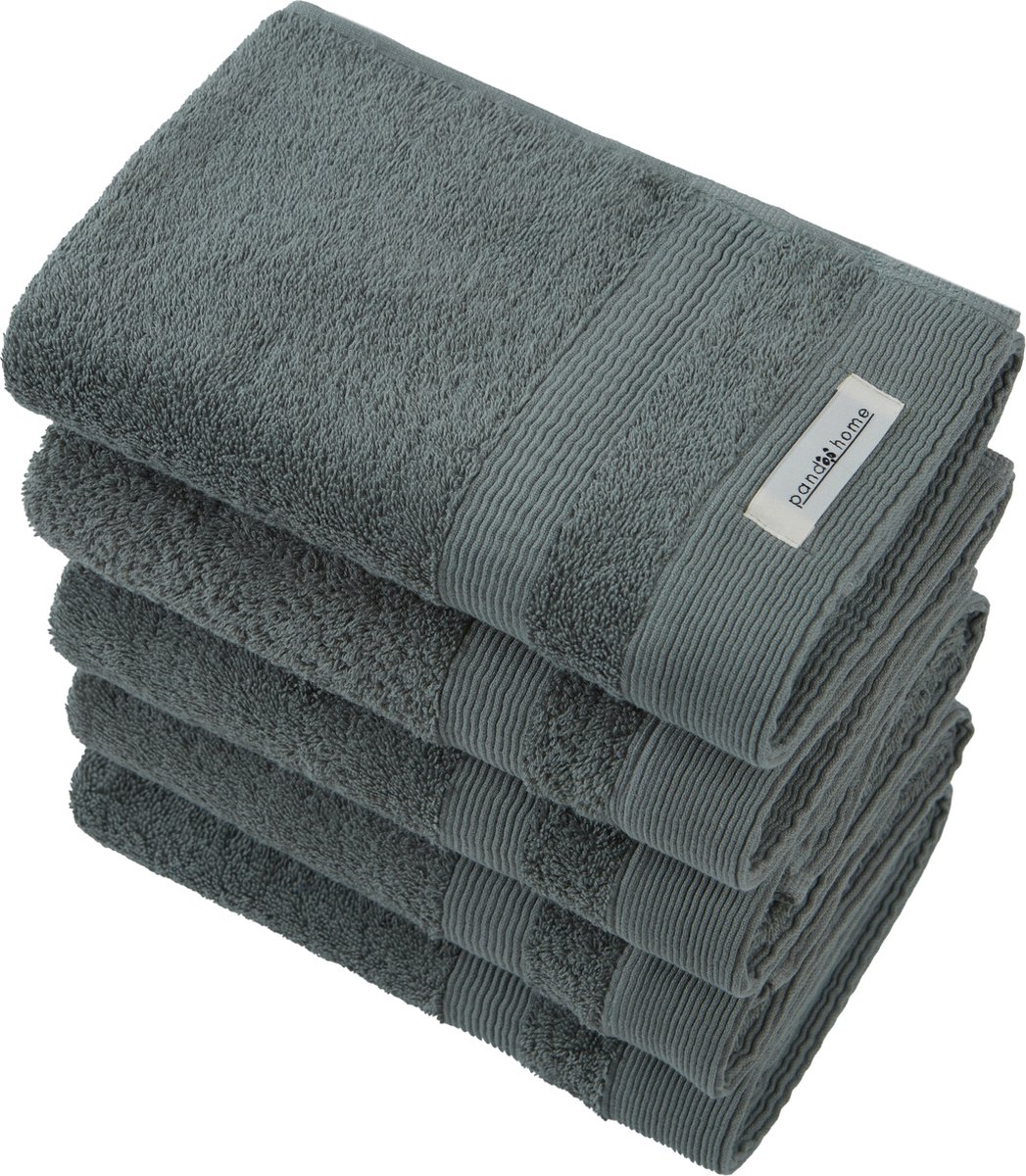 PandaHome - Handdoek Set - 5-delig - 5 Handdoeken 50x100 cm - 100% Katoen - Groene Handdoek - Gastendoekjes - Army Green